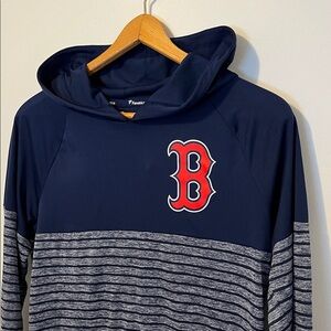 FANATICS Boston Red Sox MLB Line Up Shadow Stripe Raglan Pullover Hoodie EUC